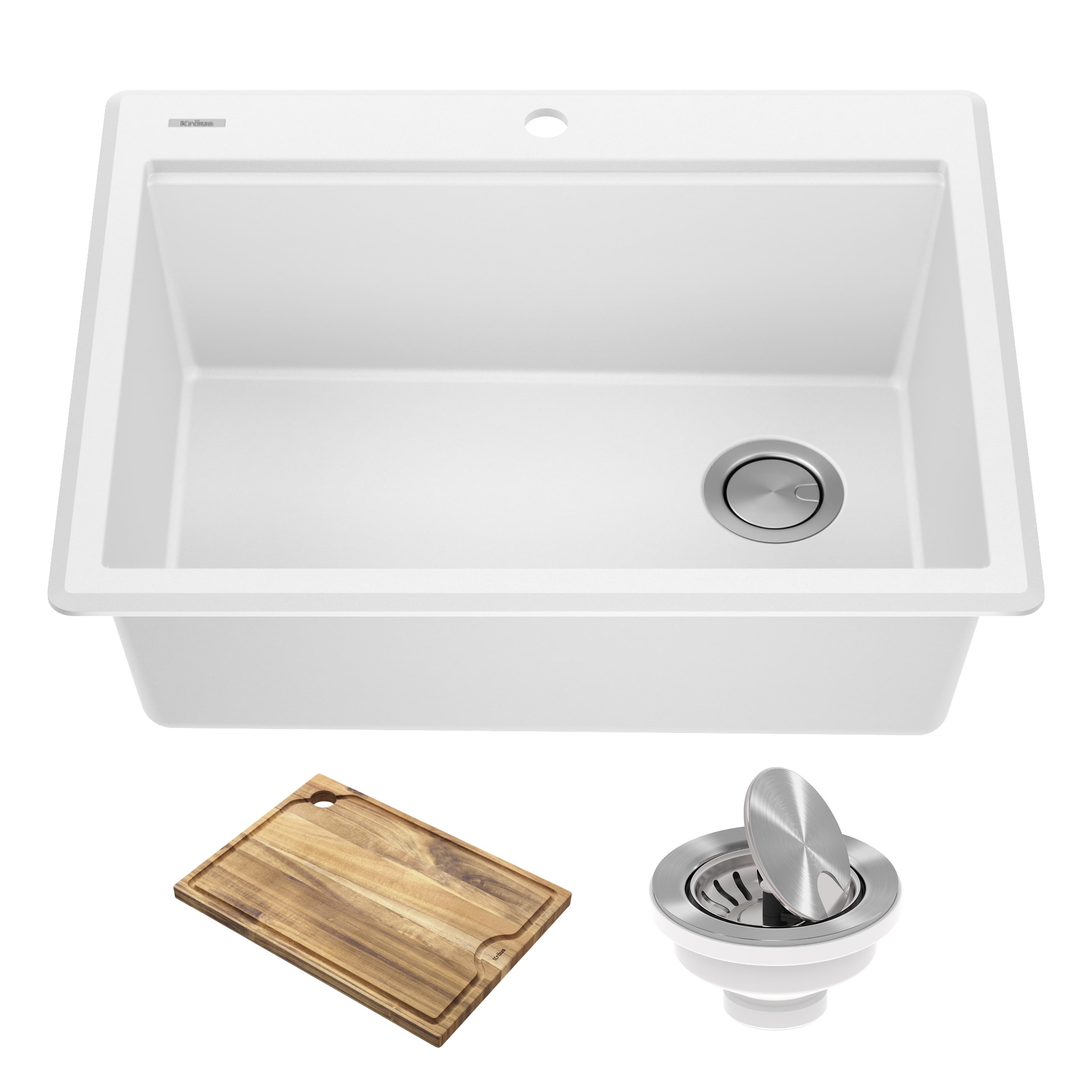 White Granite Composite Single Bowl Kitchen Sink with Accessories