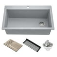 thumbnail image 1 of KRAUS Bellucci Workstation 33 in. Drop In Single Bowl Granite Kitchen Sink in Metallic Gray with Accessories, 1 of 7