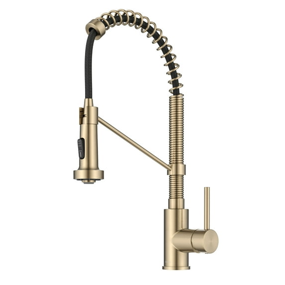 KRAUS Bolden Commercial Style 2-Function Single Handle Pull Down Kitchen Faucet in Spot-Free Antique Champagne Bronze