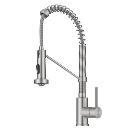 KRAUS Bolden Commercial Style 2-Function Single Handle Pull Down Kitchen Faucet in Stainless Steel