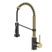 KRAUS Bolden Commercial Style Pull-Down Single Handle 18-Inch Kitchen Faucet in Brushed Brass/Matte Black