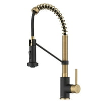 KRAUS Bolden Commercial Style 2-Function Single Handle Pull Down Kitchen Faucet in Brushed Brass / Matte Black