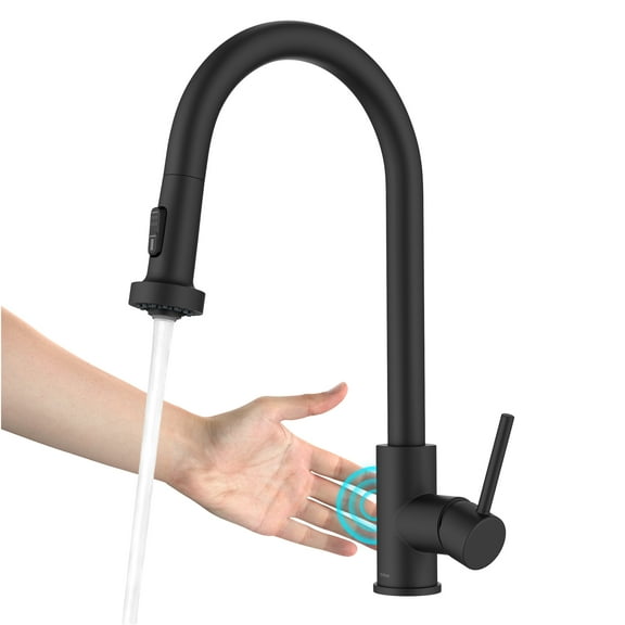 KRAUS Bolden Touchless Sensor 2-Function Single Handle Pull Down Kitchen Faucet in Matte Black