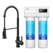 KRAUS Britt 2-in-1 Commercial Style Pull-Down Single Handle Water Filter Kitchen Faucet in Matte Black with Purita 2-Stage Under-Sink Filtration System