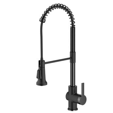 KRAUS Britt Commercial Style Pull-Down Single Handle Kitchen Faucet in Matte Black/Spot-Free Black Stainless Steel
