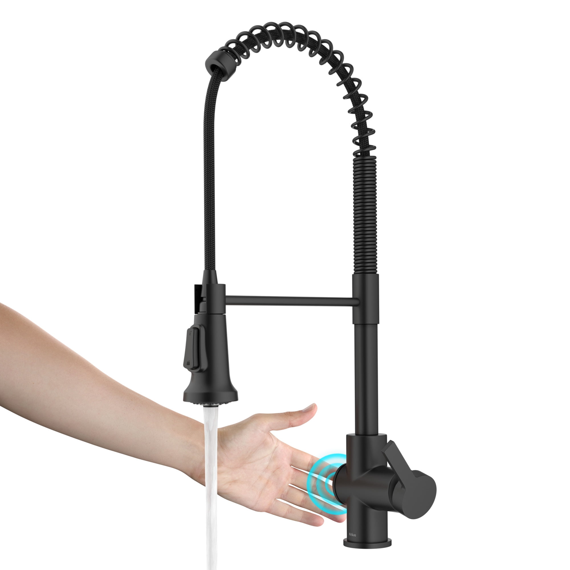 Matte Black Touchless Pull-Down Spray Kitchen Faucet