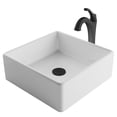 thumbnail image 1 of KRAUS Elavo 15-inch Square White Porcelain Ceramic Bathroom Vessel Sink and Matte Black Arlo Faucet Combo Set with Pop-Up Drain, 1 of 6