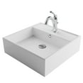 thumbnail image 1 of KRAUS Elavo 18 1/2-inch Square White Porcelain Ceramic Bathroom Vessel Sink with Overflow and Arlo Faucet Combo Set with Lift Rod Drain, Chrome Finish, 1 of 7