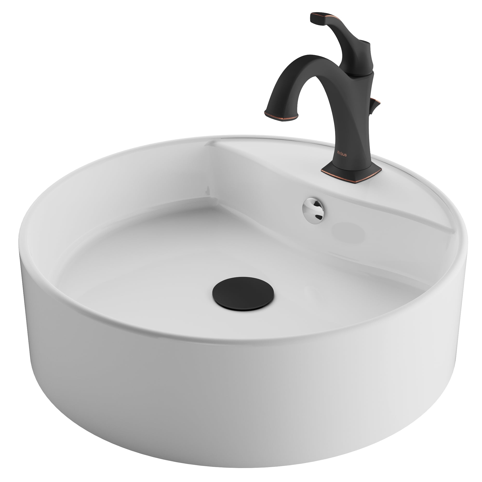 KRAUS Elavo™ 18inch Round White Porcelain Ceramic Bathroom Vessel Sink