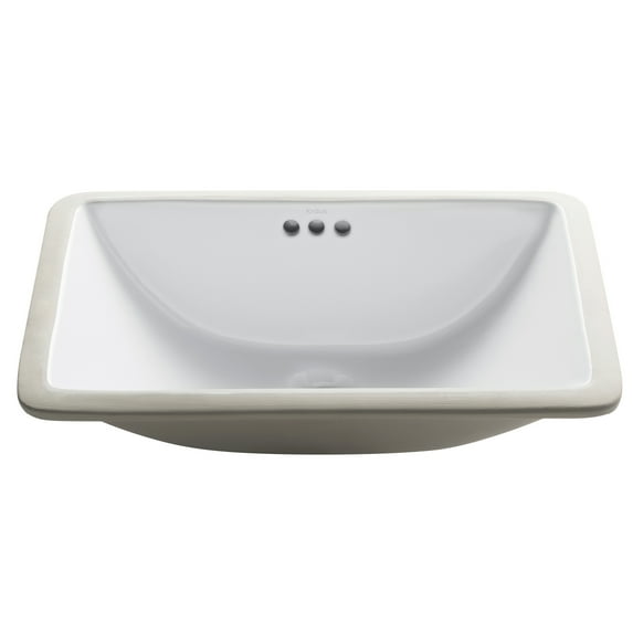 KRAUS Elavo 21-inch Rectangular Undermount White Porcelain Ceramic Bathroom Sink with Overflow