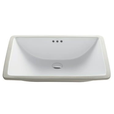 KRAUS Elavo 23-inch Rectangular Undermount White Porcelain Ceramic Bathroom Sink with Overflow