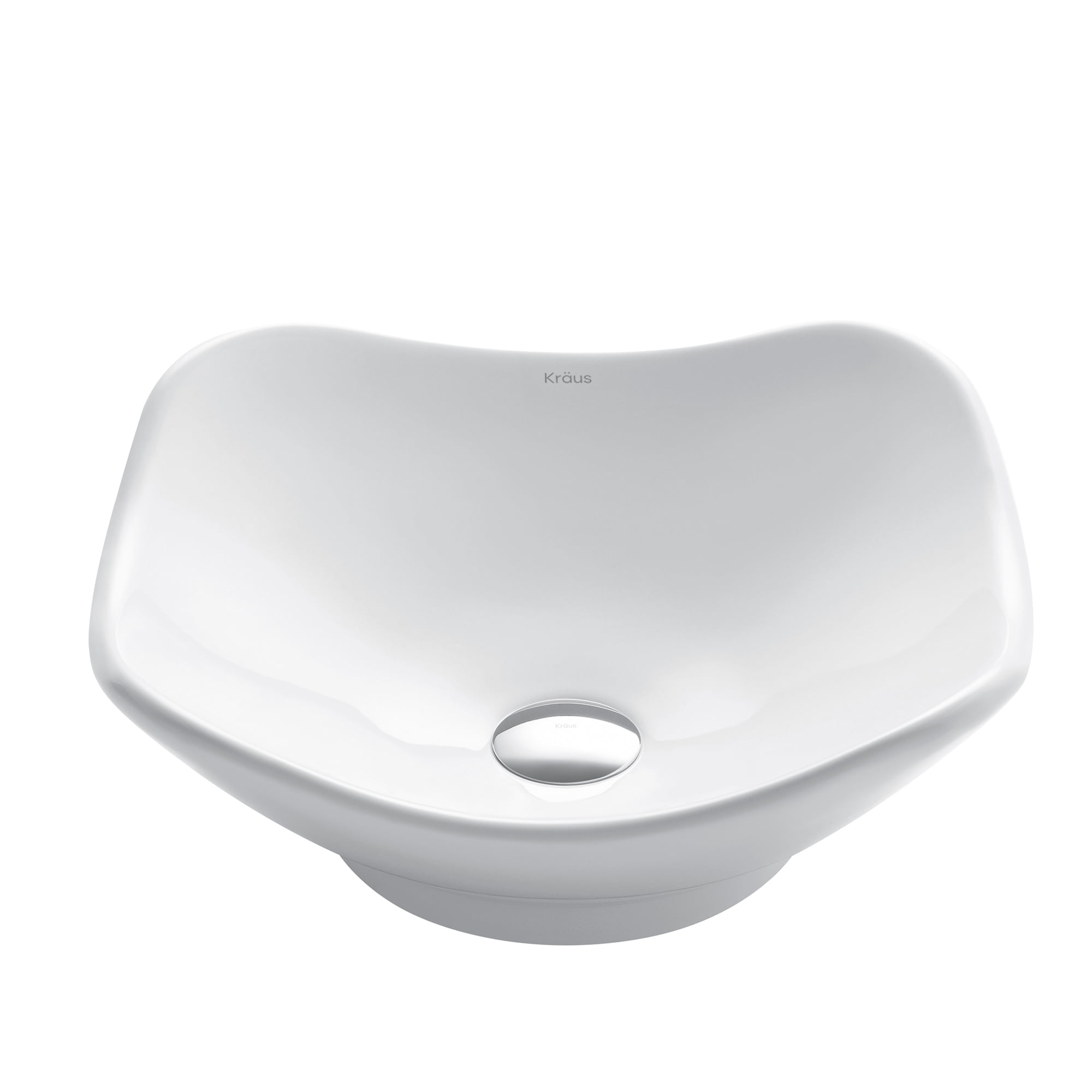 White Ceramic Above-Counter Vessel Bathroom Sink, 15.75 inches