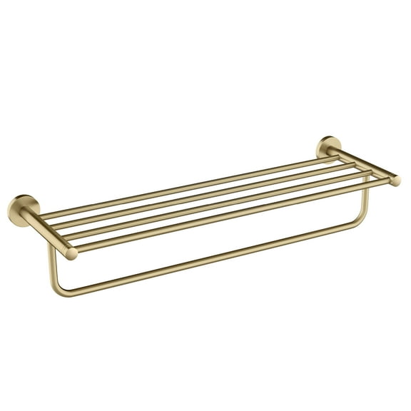 KRAUS Elie Bathroom Shelf Towel Rack with Towel Bar in Brushed Gold