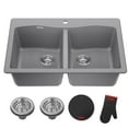 thumbnail image 1 of KRAUS Forteza 33” Drop In / Undermount 50/50 Double Bowl Granite Kitchen Sink in Grey, 1 of 8