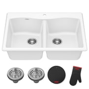 KRAUS  Forteza  33  Granite Drop In / Undermount 50/50 Double Bowl White Kitchen Sink