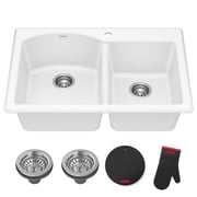 KRAUS  Forteza  33  Granite Drop In / Undermount 60/40 Double Bowl White Kitchen Sink