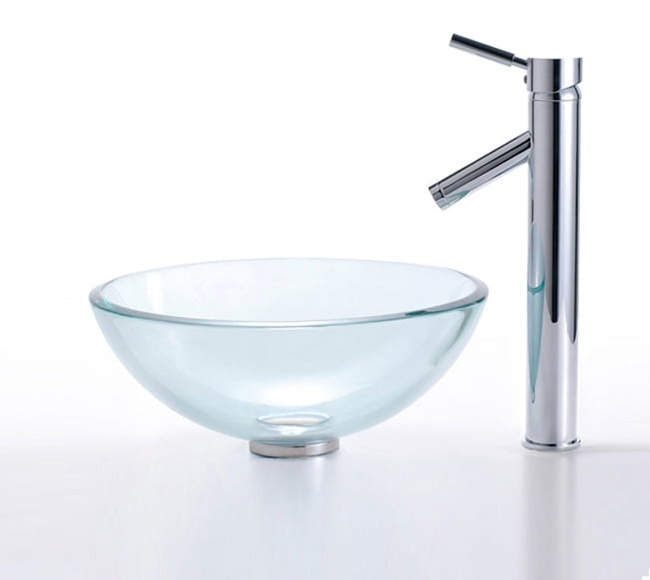 KRAUS Glass Vessel Sink with Single Hole SingleHandle Sheven Faucet in