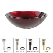 KRAUS Irruption Glass Vessel Sink in Red with Pop-Up Drain and Mounting Ring in Chrome