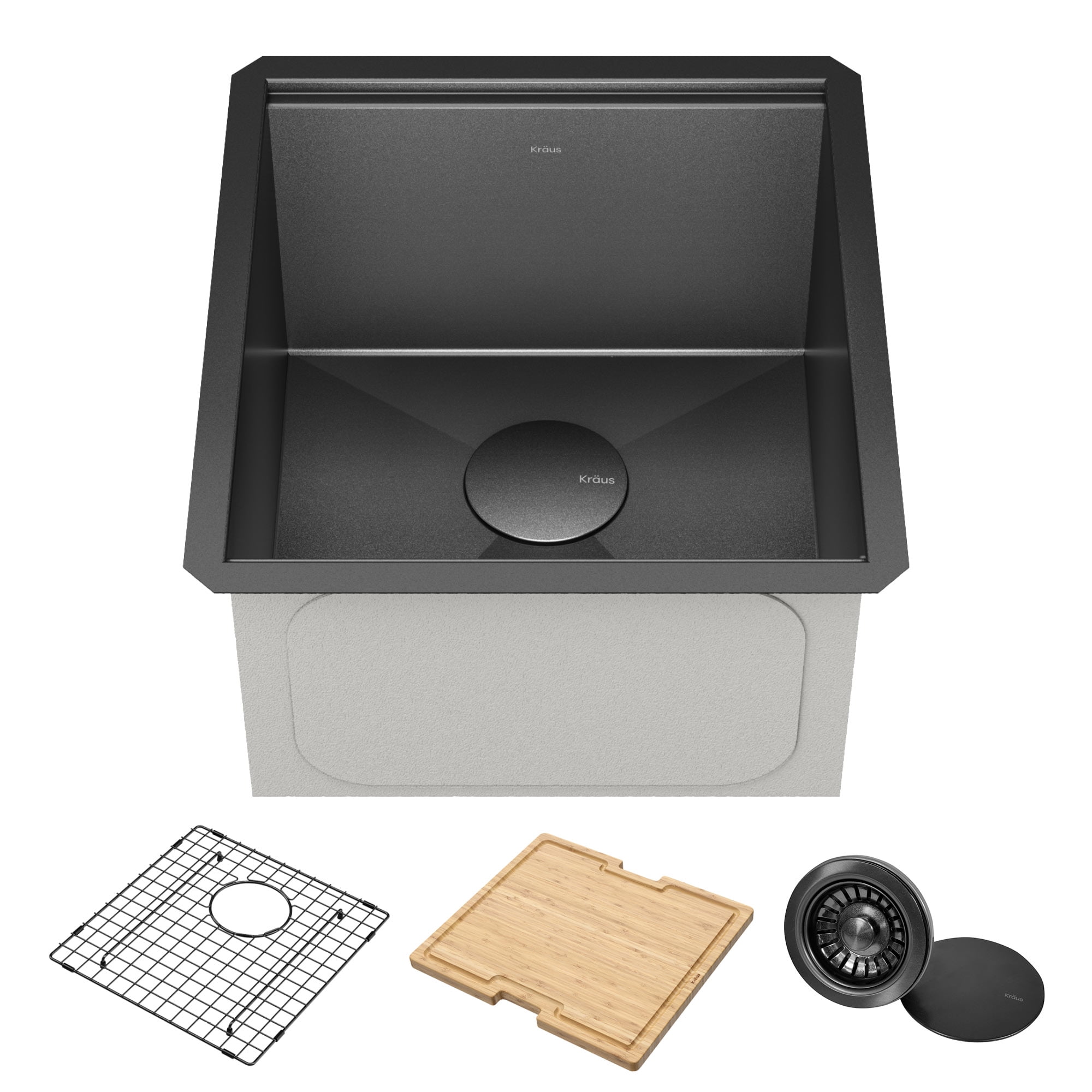 Kore 17" Black Stainless Steel Undermount Workstation Kitchen Sink