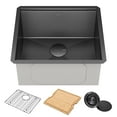 thumbnail image 1 of KRAUS Kore 21 Undermount Workstation 16 Gauge Black Stainless Steel Single Bowl Kitchen Sink in PVD Gunmetal Finish with Accessories, 1 of 18