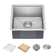 KRAUS Kore Workstation 17-inch Undermount 16 Gauge Single Bowl Stainless Steel Bar Kitchen Sink with Accessories (Pack of 5)