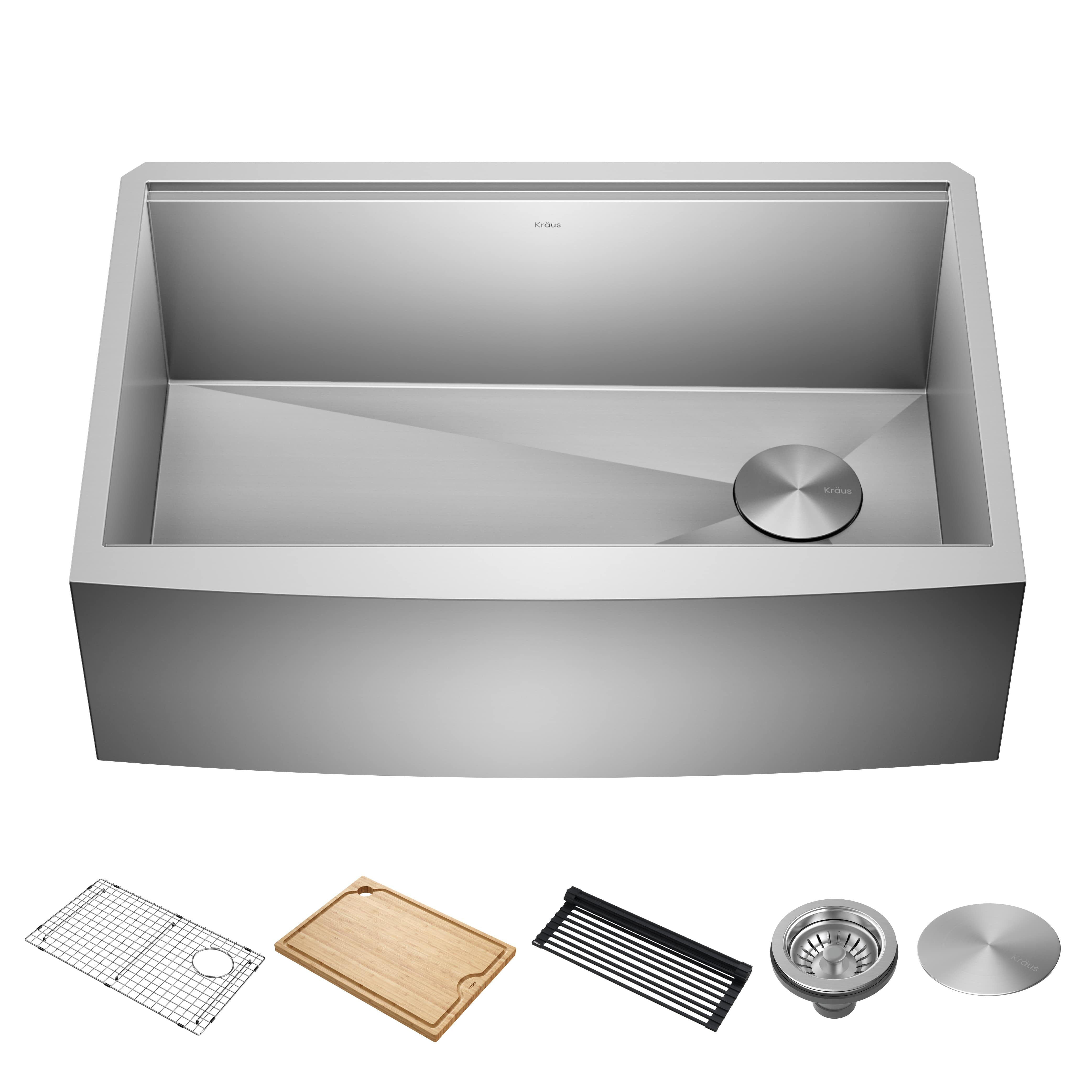 Kore 30-Inch Stainless Steel Farmhouse Workstation Sink with Accessories