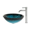 thumbnail image 1 of KRAUS Ladon Glass Vessel Sink in Blue with Ramus Faucet in Chrome, 1 of 9