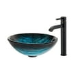 thumbnail image 1 of KRAUS Ladon Glass Vessel Sink in Blue with Ramus Faucet in Oil Rubbed Bronze, 1 of 9