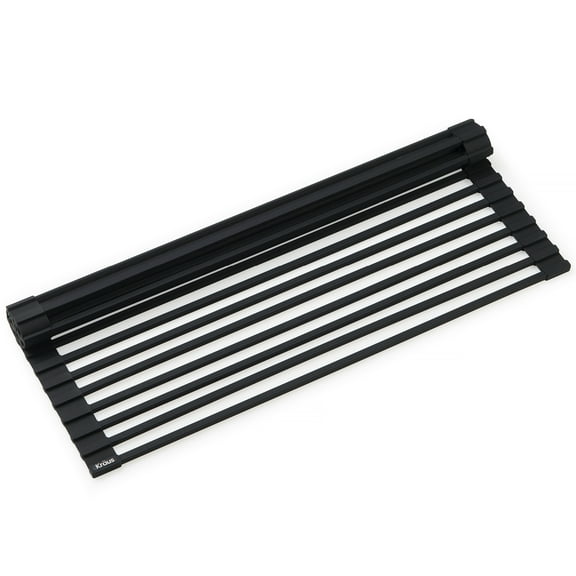 KRAUS Multipurpose Workstation Sink Roll-Up Dish Drying Rack in Black