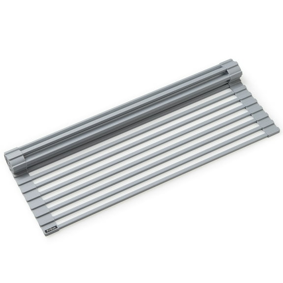 KRAUS Multipurpose Workstation Sink Roll-Up Dish Drying Rack in Light Grey
