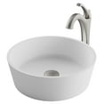 thumbnail image 1 of KRAUS Natura™ 15-inch White Matte Solid Surface Round Bathroom Vessel Sink and Spot Free Arlo™ Faucet Combo Set with Pop-Up Drain, Stainless Brushed Nickel Finish, 1 of 9