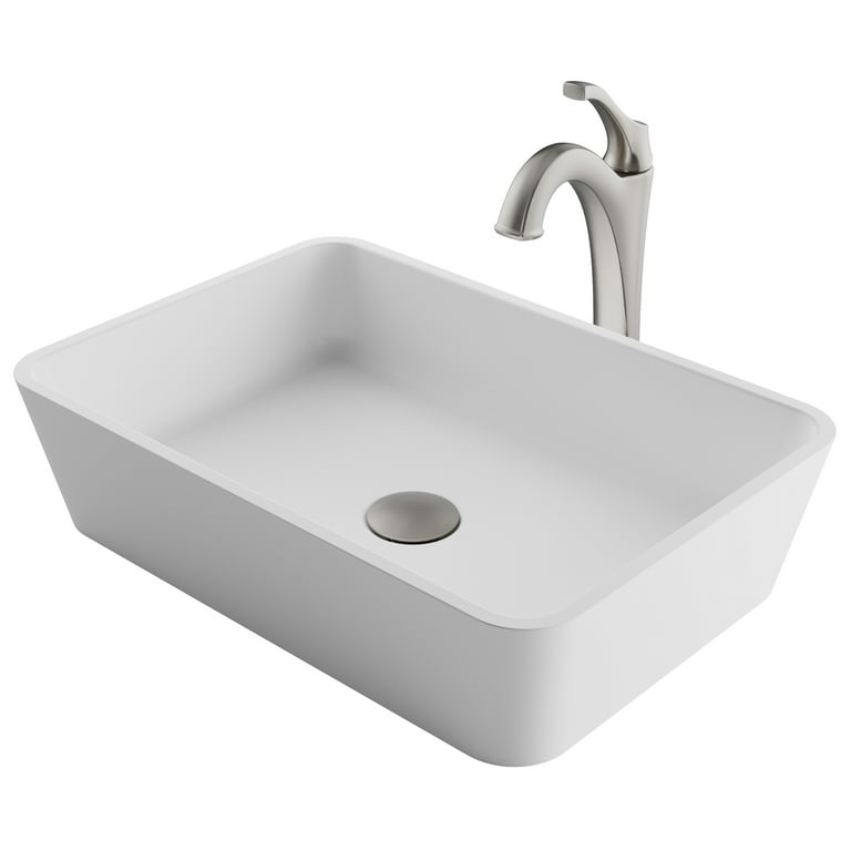KRAUS Natura Rectangle Solid Surface Vessel Sink in White KRAUS Natura Rectangle Solid Surface Vessel Sink in White