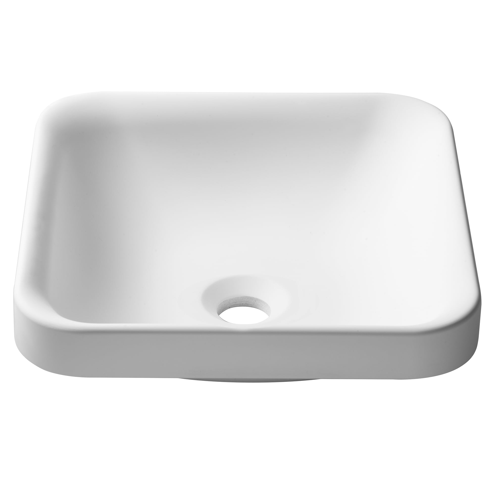 Matte White Square Above-Counter Stone Bathroom Sink
