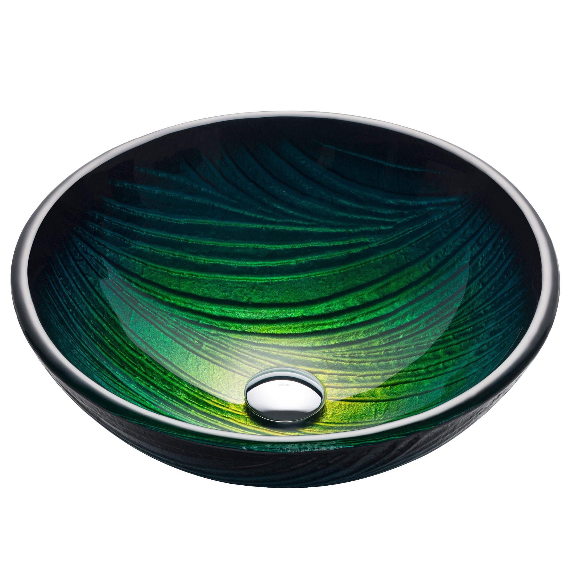 Nei Green Tempered Glass Circular Vessel Sink, 17 inch