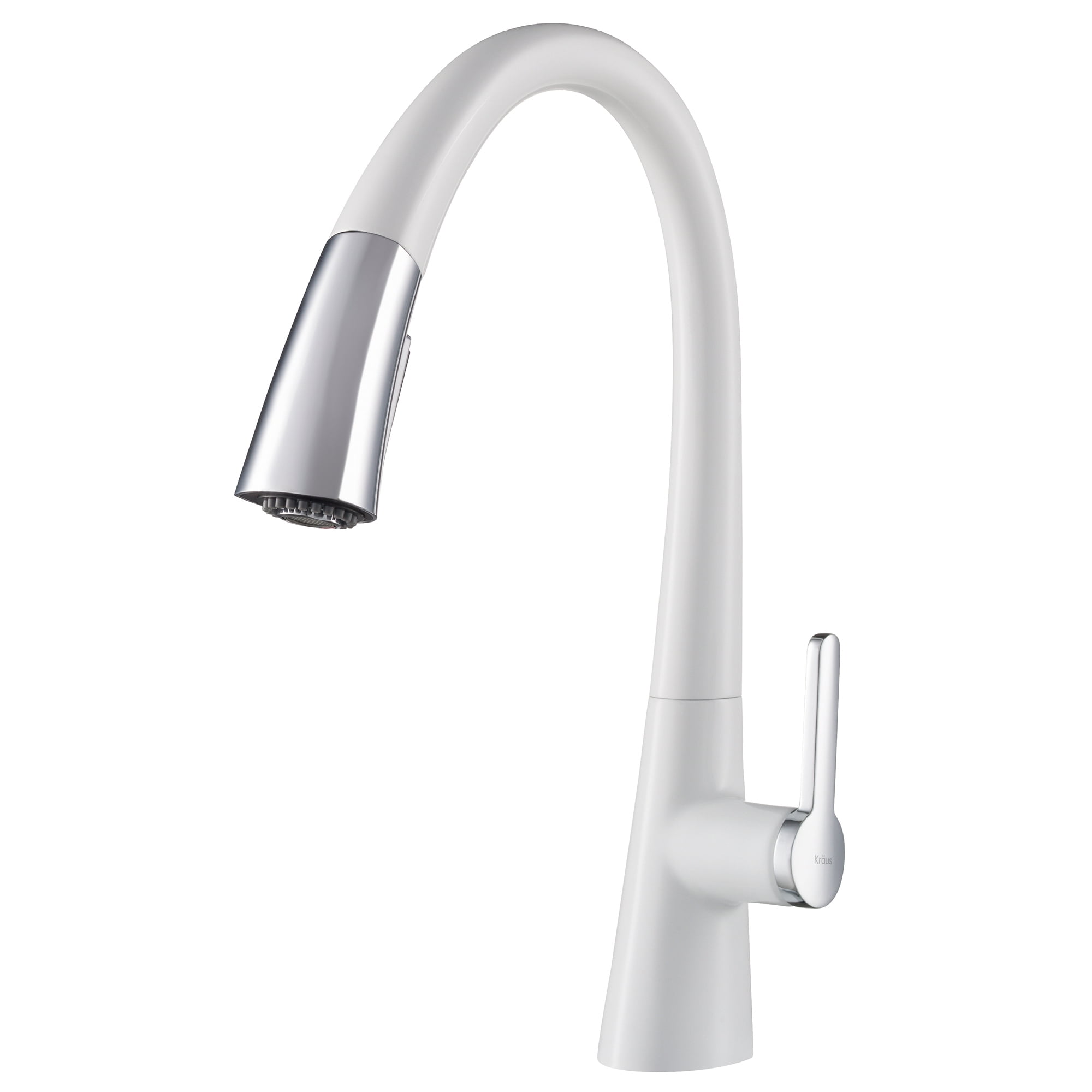 Nolen 16-Inch Chrome and White Pull-Down Kitchen Faucet