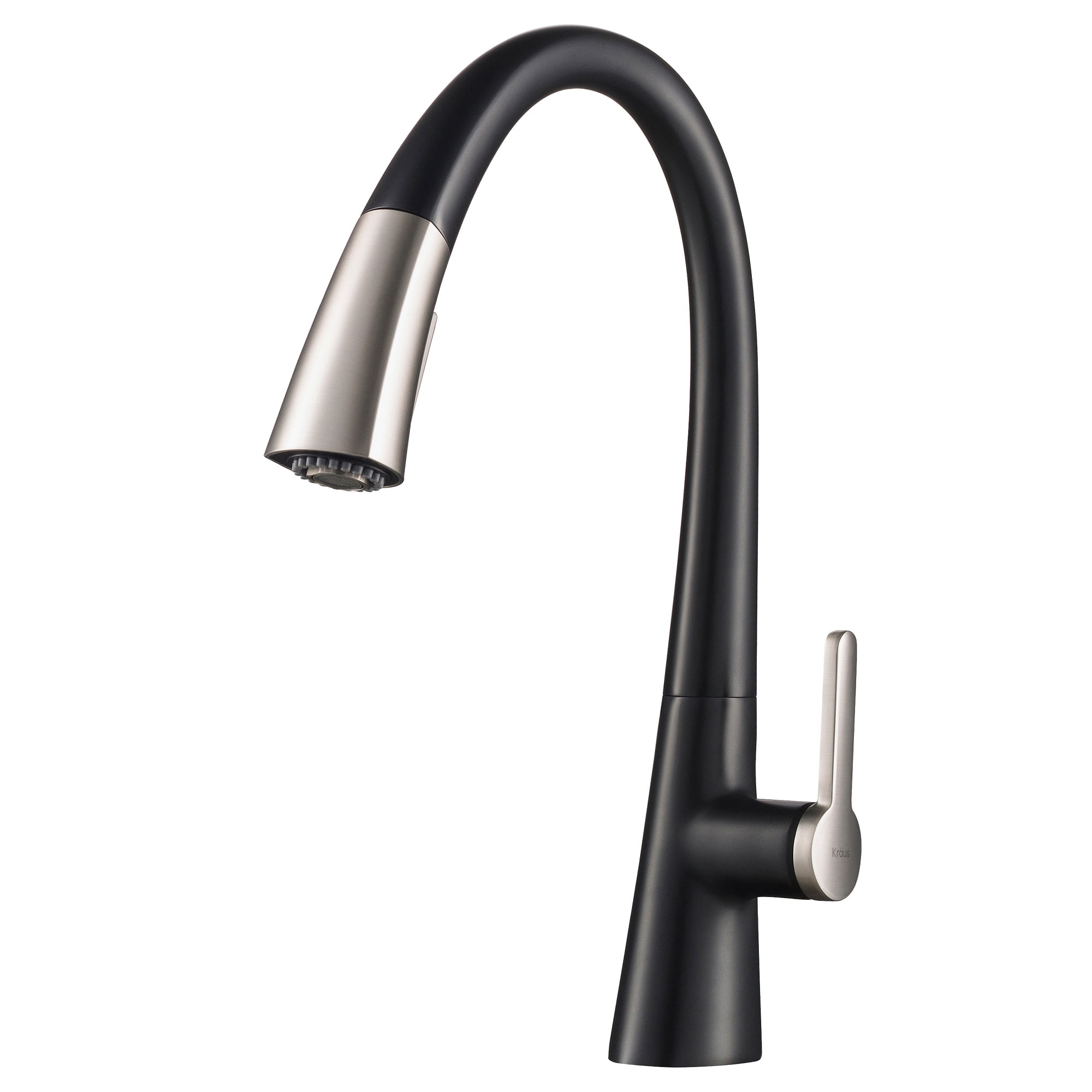Spot Free Stainless Steel and Matte Black Pull-Down Kitchen Faucet