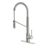 KRAUS Oletto Commercial Style Pull-Down Single Handle Kitchen Faucet with QuickDock Top Mount Installation Assembly in Spot Free Stainless Steel