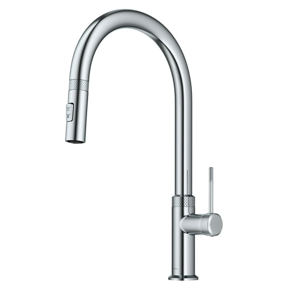 KRAUS Oletto Modern Industrial Pull-Down Single Handle Kitchen Faucet in Chrome
