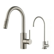 KRAUS Oletto  Pull-Down Kitchen Faucet and Purita  Water Filter Faucet Combo in Spot Free Stainless Steel