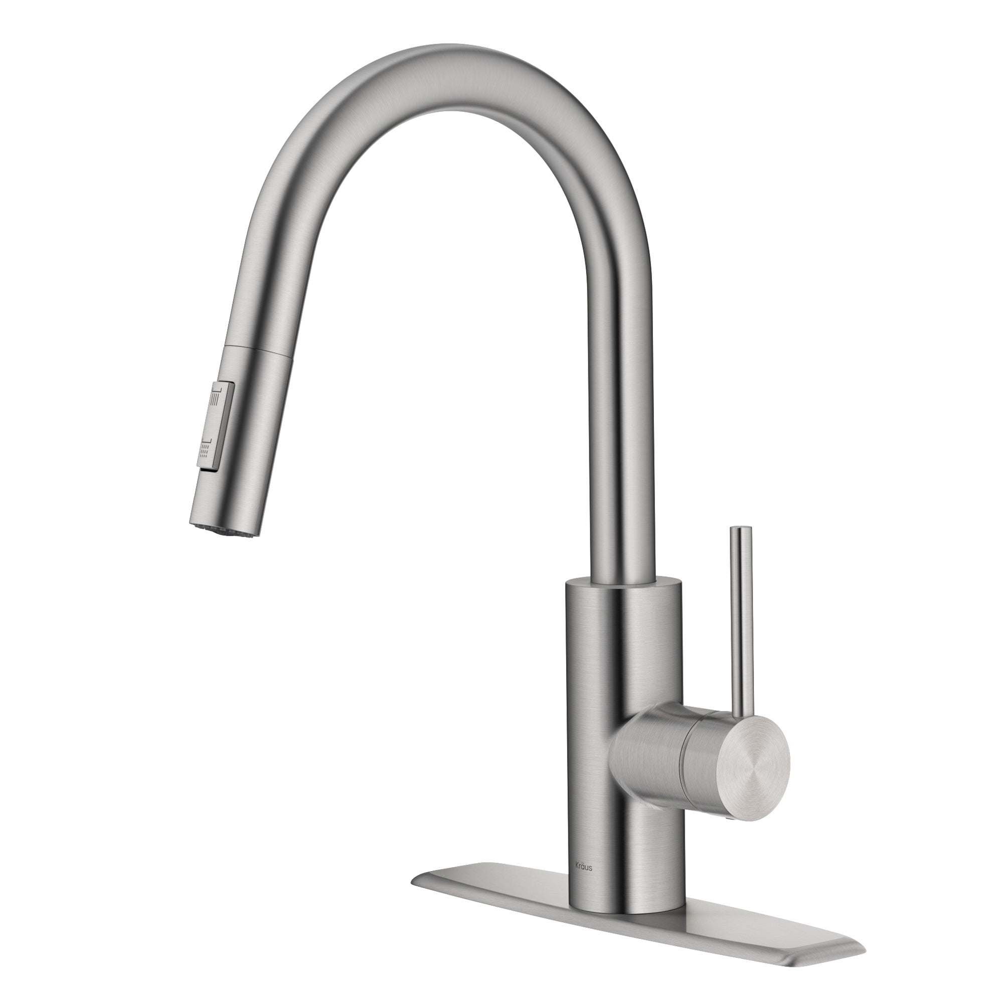 KRAUS Oletto Single Handle Pull Down Kitchen Faucet with QuickDock Top Mount Installation Assembly in Spot Free Stainless Steel