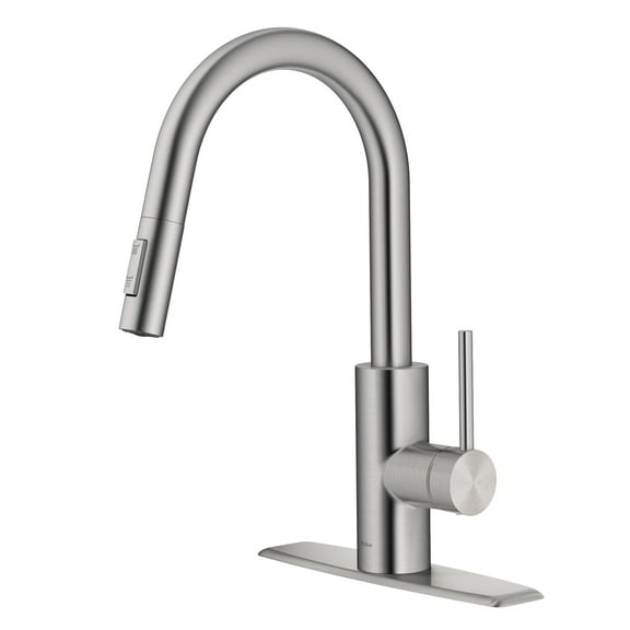 KRAUS Oletto Single Handle Pull Down Kitchen Faucet with QuickDock Top Mount Installation Assembly in Spot Free Stainless Steel
