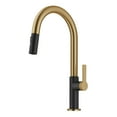 thumbnail image 1 of KRAUS Oletto Single Handle Pull Down Kitchen Faucet in Spot-Free Brushed Brass / Matte Black, 1 of 7
