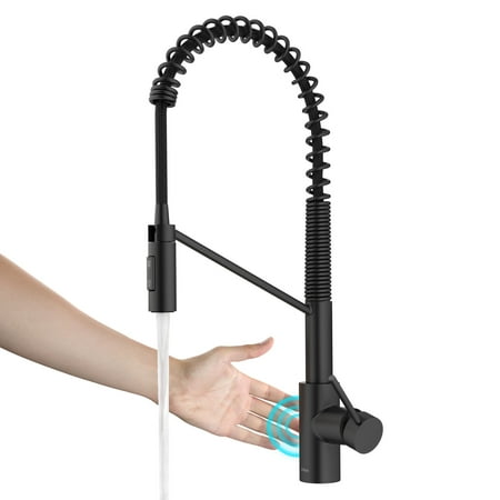 KRAUS Oletto Touchless Sensor Commercial Pull-Down Single Handle Kitchen Faucet with QuickDock Top Mount Assembly in Matte Black