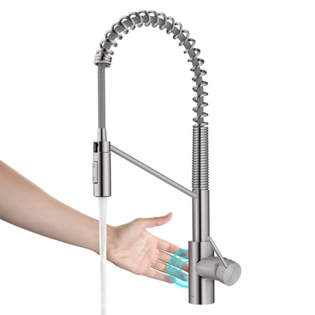 KRAUS Oletto Touchless Sensor Commercial Pull-Down Single Handle Kitchen Faucet with QuickDock Top Mount Assembly in Spot Free Stainless Steel