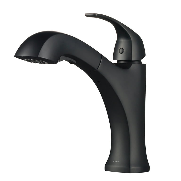 Kraus Oren Matte Black 1-Handle Deck-Mount Pull-Out Handle Kitchen Faucet Kraus Oren Matte Black 1-Handle Deck-Mount Pull-Out Handle Kitchen Faucet
