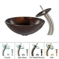 thumbnail image 1 of KRAUS Pluto Glass Vessel Sink in Brown with Waterfall Faucet in Satin Nickel, 1 of 6