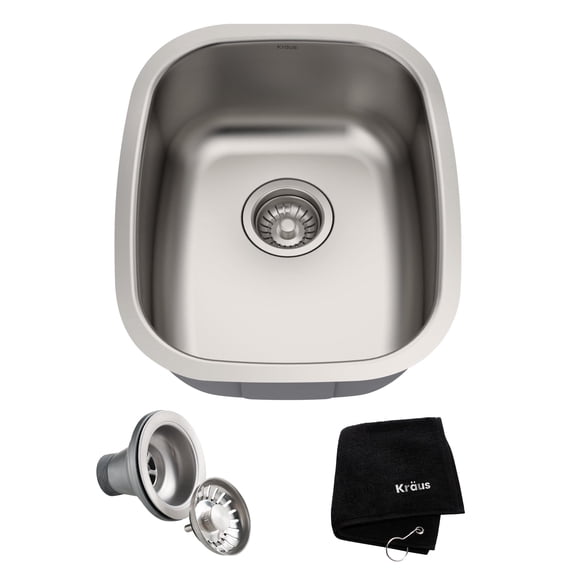 KRAUS Premier 15-inch 18 Gauge Rectangular Undermount Single Bowl Stainless Steel Kitchen Bar Sink