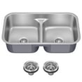 thumbnail image 1 of KRAUS Premier 32” Undermount 50/50 Double Bowl with Low Divider 18-Gauge Stainless Steel Kitchen Sink, 1 of 8