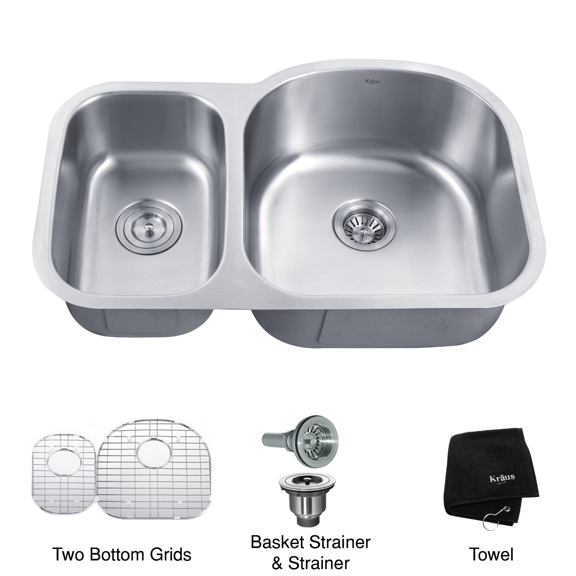 Kraus 32-inch Satin Stainless Steel Undermount Double Bowl Kitchen Sink