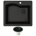 thumbnail image 1 of KRAUS Quarza 25 inch Dual Mount Single Bowl Granite Kitchen Sink and Strainer in Black, 1 of 14